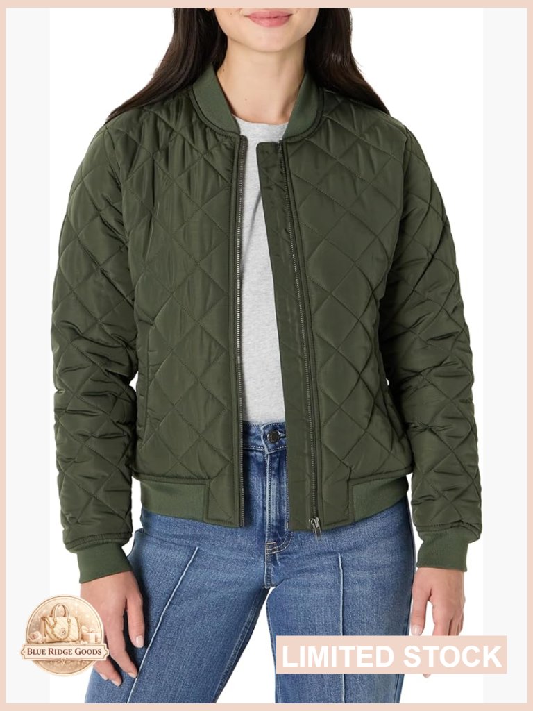 Regular-Fit Quilted Bomber Jacket Water-Repellent Midweight Insulated Long